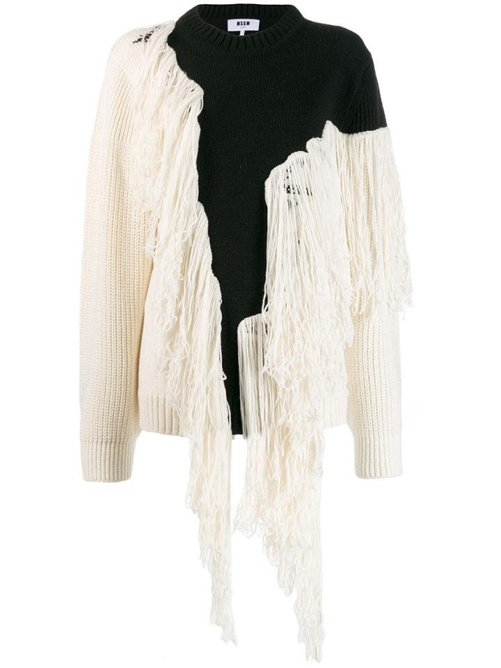 Msgm Fringed Knit Jumper - Black