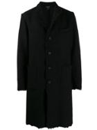 Avant Toi Raw Hem Midi Coat - 001 Black