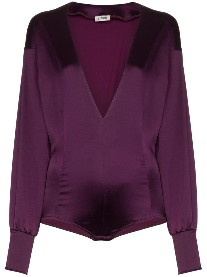 Attico Satin Bodysuit - Pink & Purple