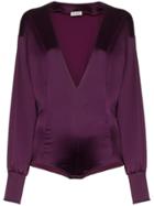 Attico Satin Bodysuit - Pink & Purple