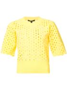 Derek Lam Cropped Short Sleeve Top - Yellow & Orange