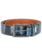 Santoni Camouflage Belts, Men's, Size: 110, Blue, Leather