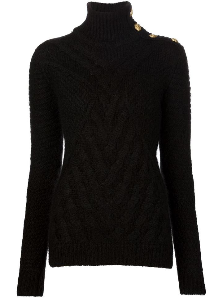 Balmain Turtle Neck Sweater, Women's, Size: 38, Black, Polyamide/mohair/wool