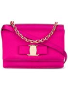 Salvatore Ferragamo Mini 'ginny' Shoulder Bag, Women's, Pink/purple, Leather/satin