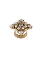 Chanel Vintage Cc Logo Pearl Shape Ring, Women's, Metallic