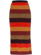 The Elder Statesman Striped Cashmere Knit Midi Skirt - Multicoloured