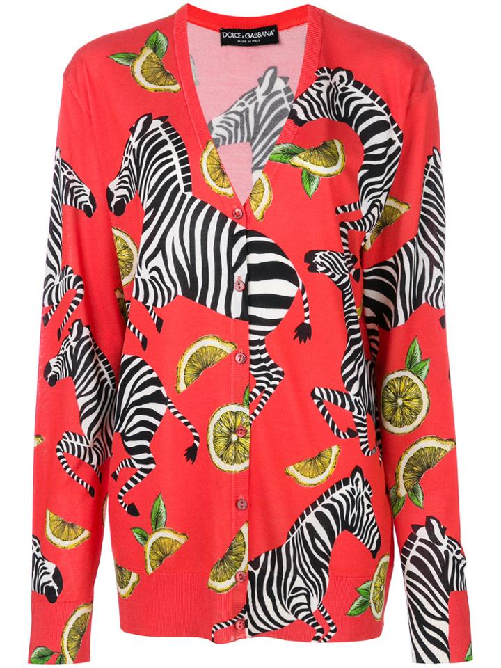 Dolce & Gabbana Zebra-lemon Print Cardigan - Red