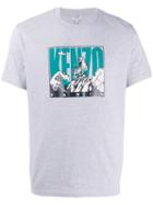 Kenzo Tiger Logo Wave Print T-shirt - Grey