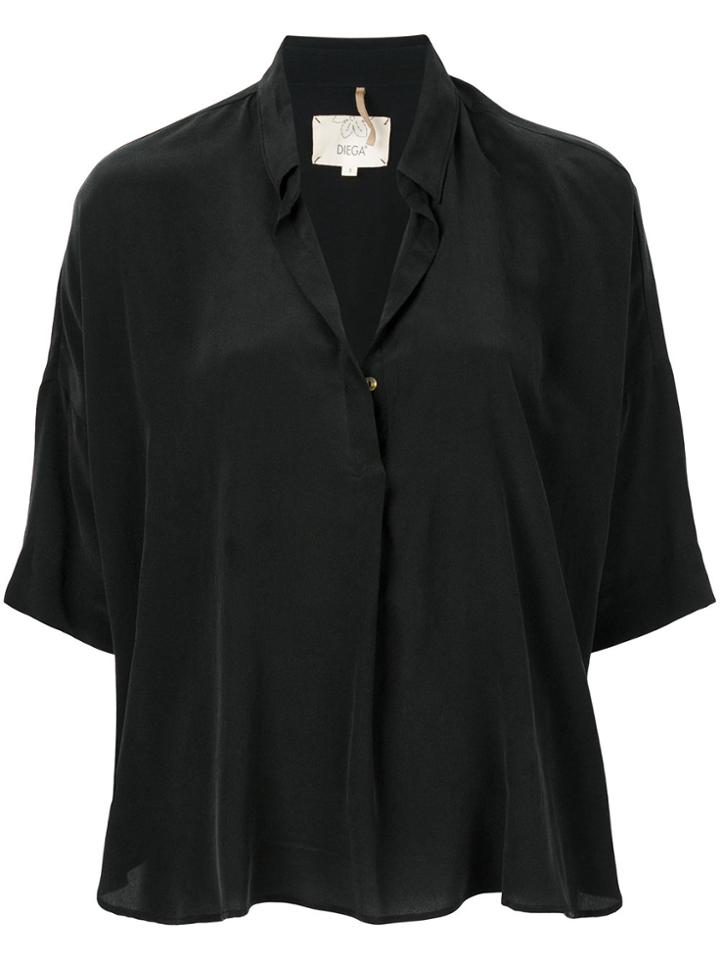 Diega Loose Fit V-neck Blouse - Black