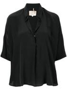 Diega Loose Fit V-neck Blouse - Black
