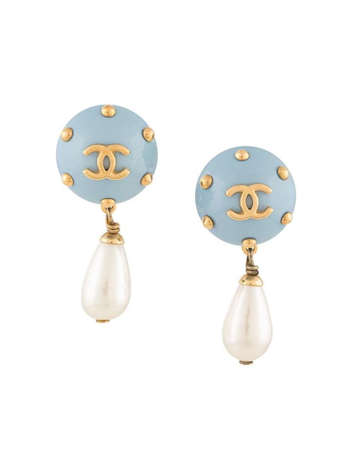 Chanel Vintage Cc Earrings - Blue