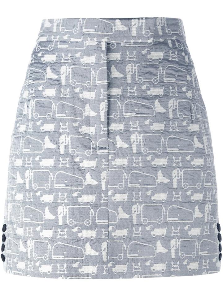 Thom Browne High-rise Straight Skirt, Women's, Size: 38, Grey, Silk/cotton/polyester