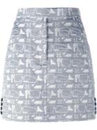 Thom Browne High-rise Straight Skirt, Women's, Size: 38, Grey, Silk/cotton/polyester