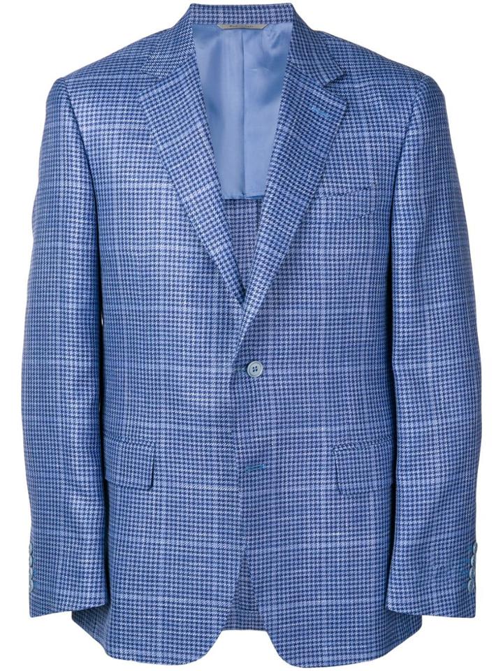 Canali Houndstooth Pattern Blazer - Blue