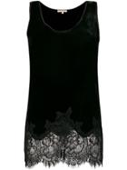 Gold Hawk Velvet Lace Trim Cami Top - Black