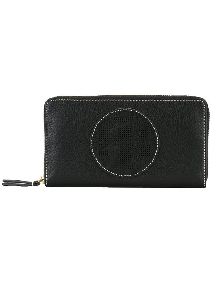 Tory Burch Perforated-logo Zip Continental Wallet - Black