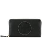 Tory Burch Perforated-logo Zip Continental Wallet - Black