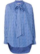 Balenciaga Striped Logo Swing Shirt - Blue