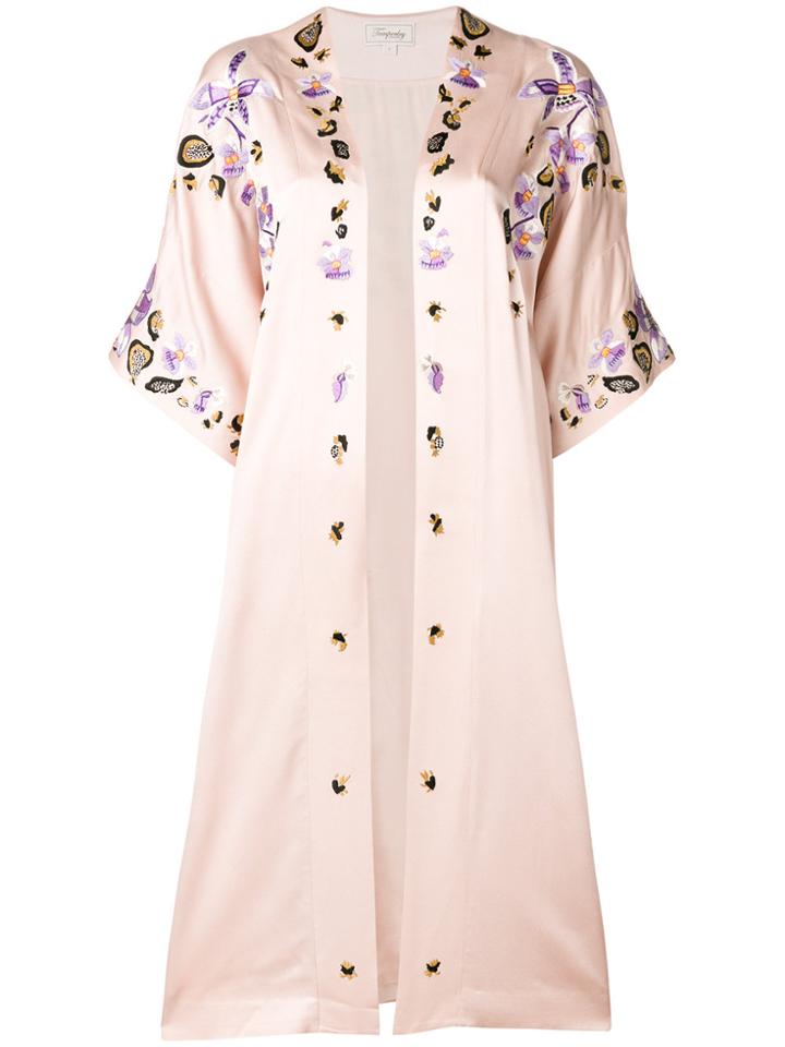 Temperley London Open Front Embroidered Jacket - Pink & Purple