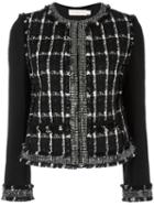 Tory Burch Round Neck Embellished Jacket, Women's, Size: 6, Black, Cotton/acrylic/polyester/polyester