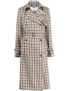 Paco Rabanne Plaid Trench Coat - Brown