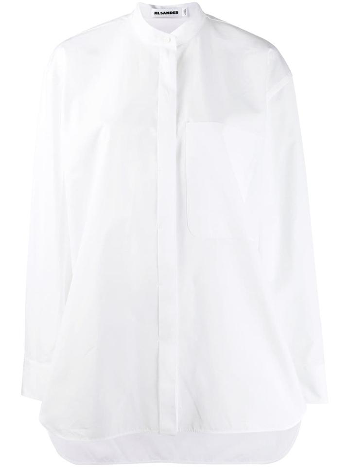 Jil Sander Oversized Collarless Shirt - White