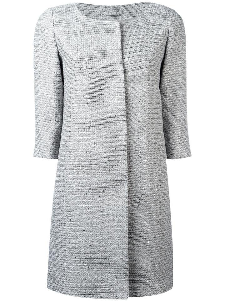 Herno - Three-quarters Sleeve Midi Coat - Women - Acrylic/polyester/acetate/viscose - 40, Women's, Grey, Acrylic/polyester/acetate/viscose
