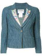 Chanel Vintage Cc Logos One Button Basic Jacket - Blue