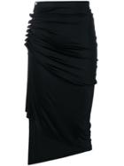 Paco Rabanne Ruched Asymmetric Midi Skirt - Black