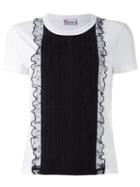 Red Valentino Ruffled Panel T-shirt, Women's, Size: Medium, White, Cotton/polyamide/polyester