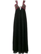 M Missoni Embroidery Long V-neck Dress - Black
