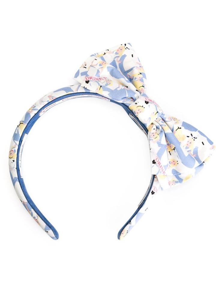 Olympia Le-tan Alice In Wonderland Print Headband, Women's, Blue, Cotton/spandex/elastane