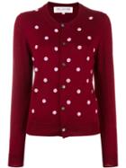Comme Des Garçons Girl Beaded Polka Dot Cardigan, Size: Xs, Red, Wool