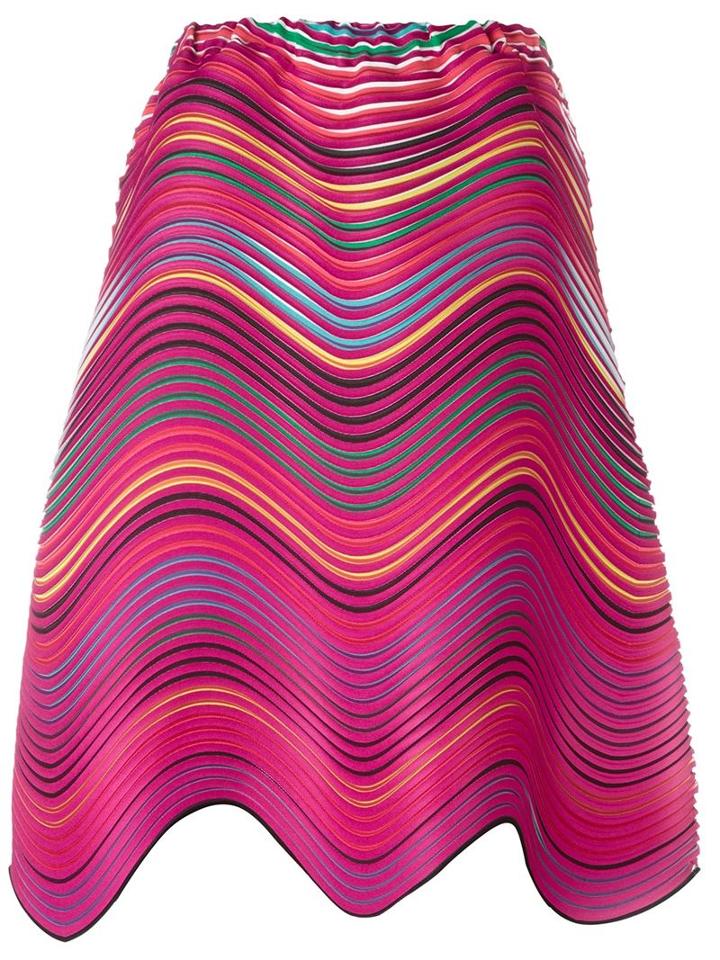 Issey Miyake Wave Pleat Striped Skirt