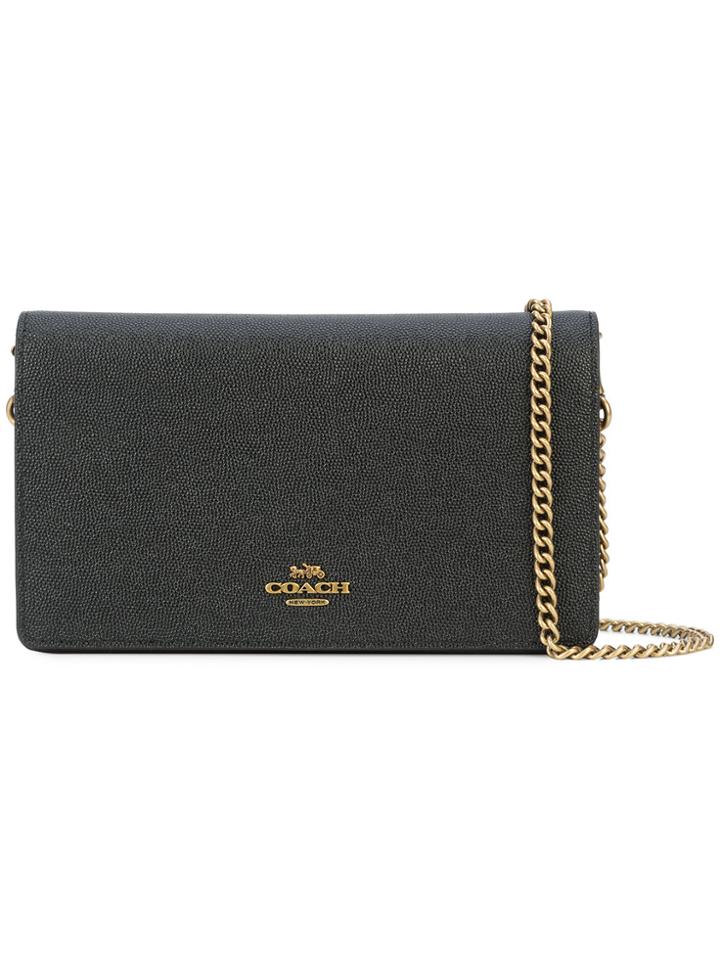 Coach Foldover Chain Clutch - Black