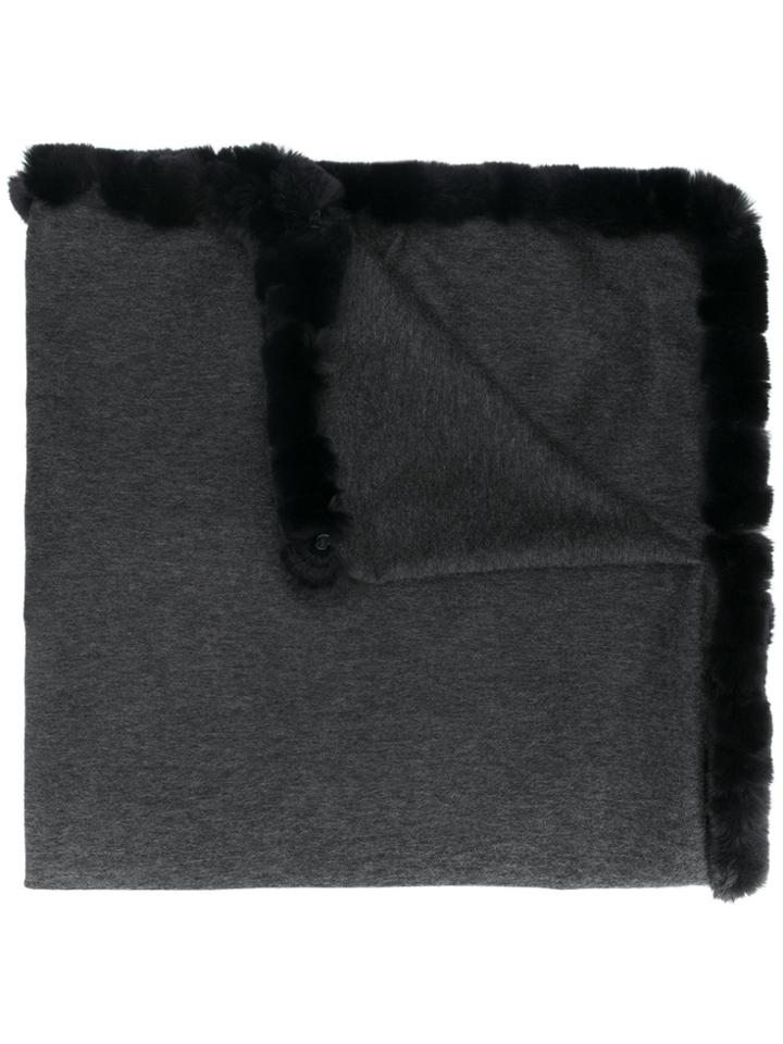 N.peal Woven Trim Shawl - Black
