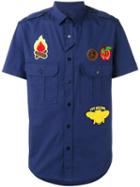 Love Moschino Shortsleeved Shirt, Men's, Size: Large, Blue, Cotton/spandex/elastane