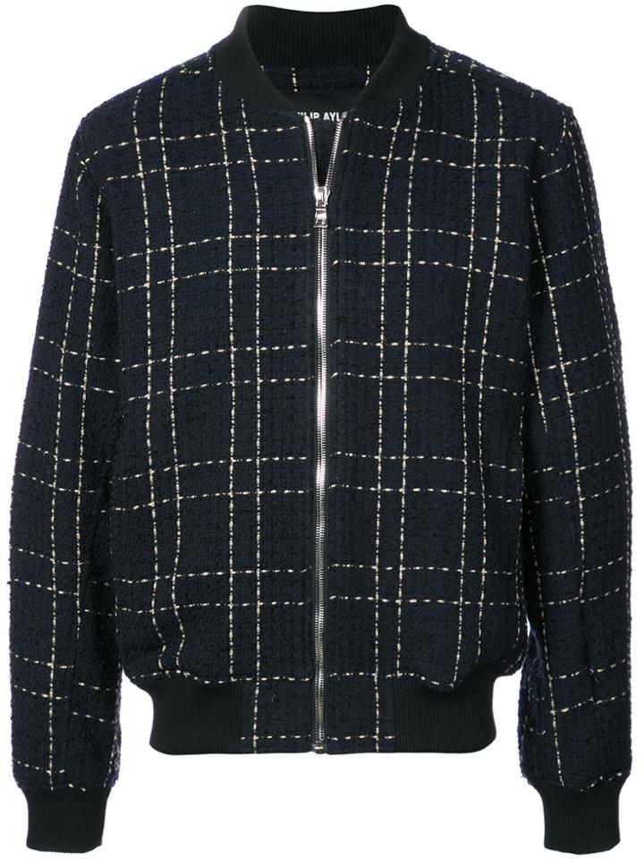 Philip Ayler Tweed Bomber Jacket - Blue