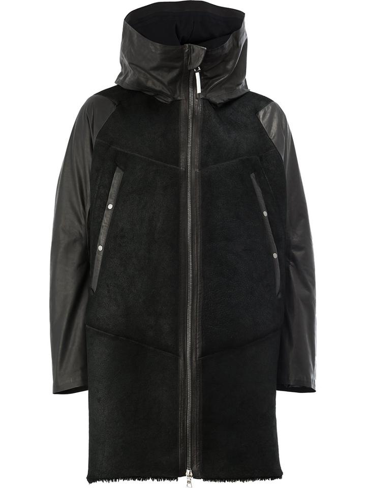 Isaac Sellam Experience - Braqueur Padded Coat - Men - Calf Leather/lamb Skin/nylon/goose Down - L, Black, Calf Leather/lamb Skin/nylon/goose Down