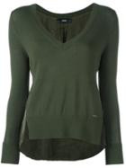 Diesel V-neck Panelled Jumper, Women's, Size: Small, Green, Cupro/viscose/nylon