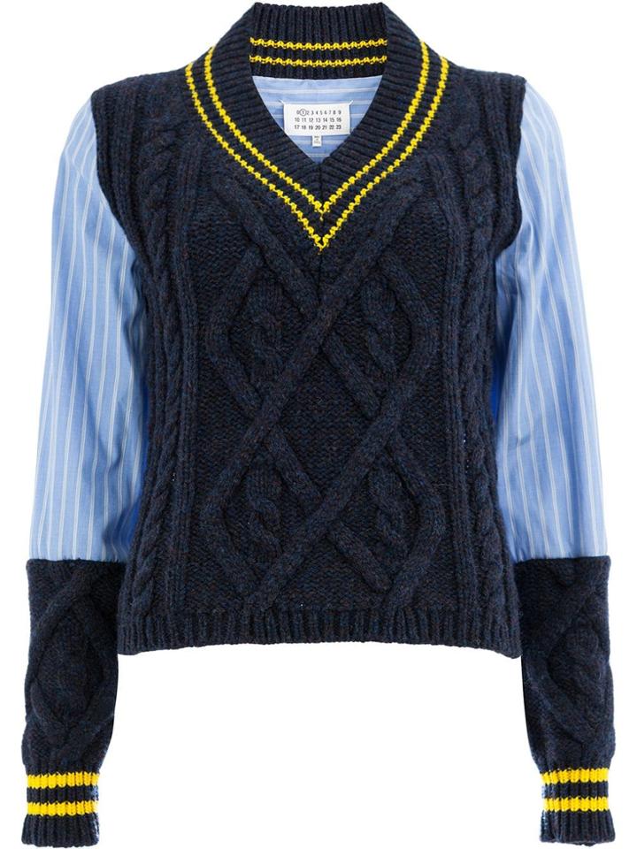 Maison Margiela Contrast Panel Sweater - Blue