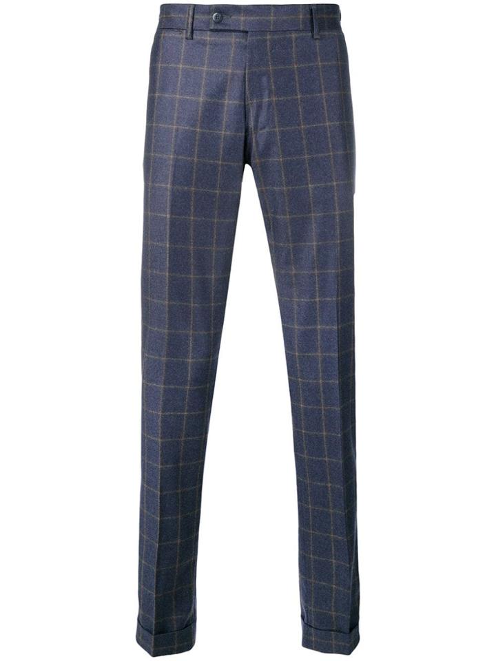 Berwich Classic Checked Trousers - Blue