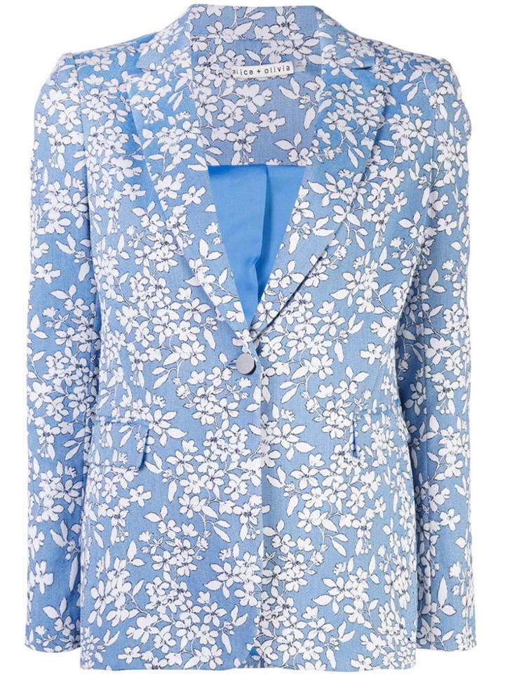 Alice+olivia Macey Floral Printed Blazer - Blue
