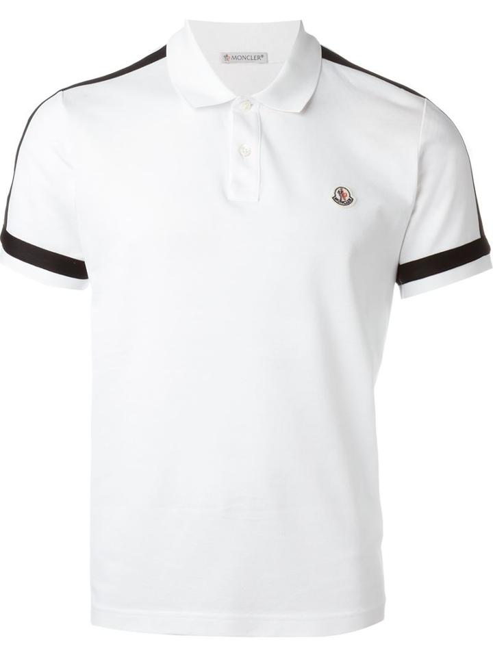 Moncler Embroidered Logo Polo Shirt, Men's, Size: L, White, Cotton