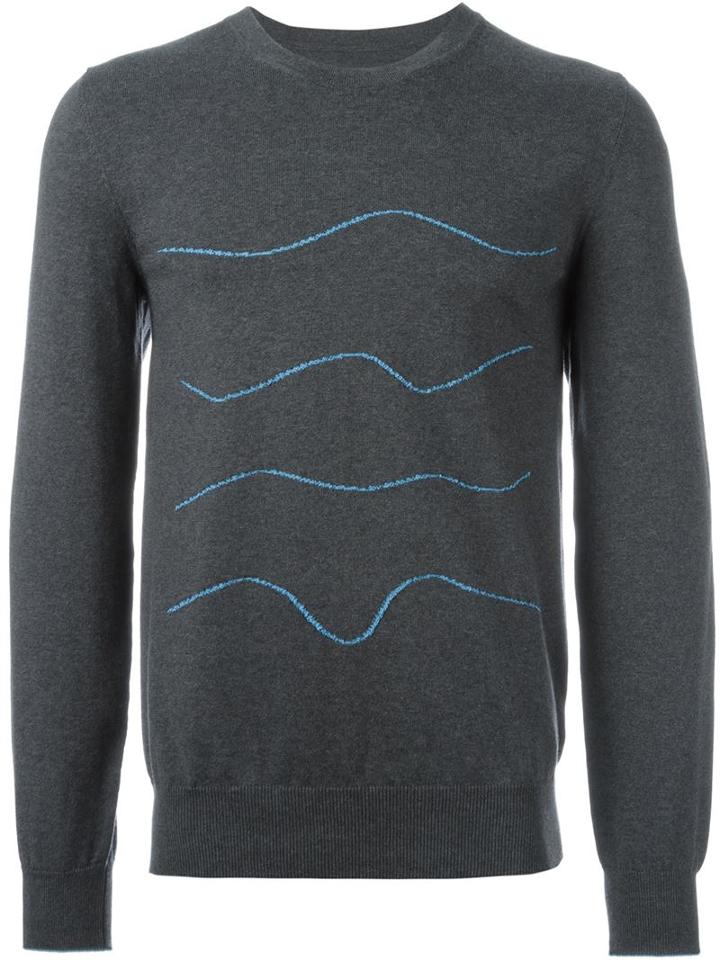 Maison Margiela Wavy Intarsia Jumper, Men's, Size: S, Grey, Cotton/polyamide