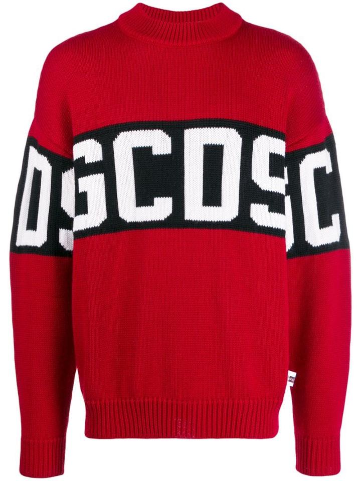 Gcds Contrast Round-neck Jumper - Red