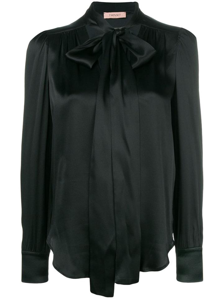 Twin-set Neck Tie Blouse - Black