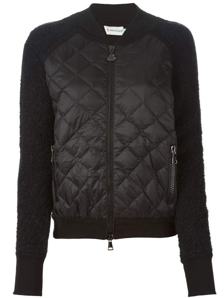 Moncler Quilted Panel Jacket, Women's, Size: 34, Black, Polyamide/spandex/elastane/viscose
