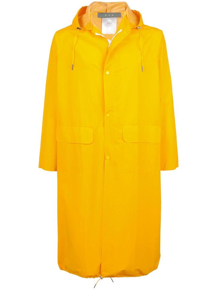 Geo Mid-length Raincoat - Yellow