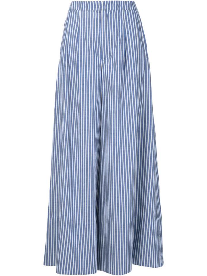Adam Lippes Striped Wide Leg Trousers, Women's, Size: 0, Blue, Cotton